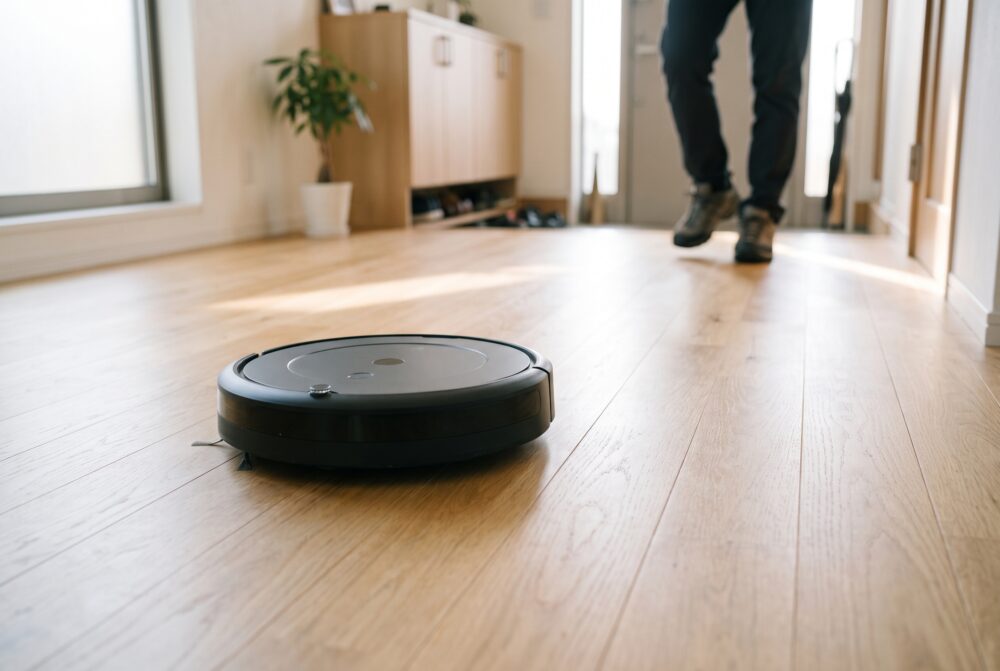 留守中に床を掃除するロボット掃除機
